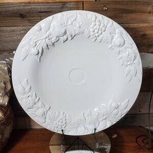 Antica Fornace White Embossed 18.5" Round Serving Platter - Made in Italy